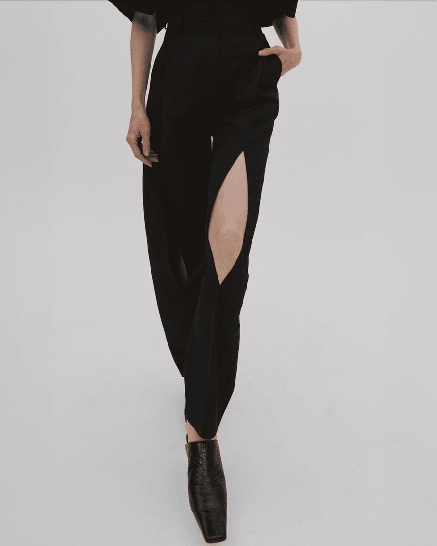 awake mode Pants with Vertical Slit Knees black front