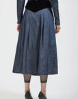 batsheva denim patch skirt black