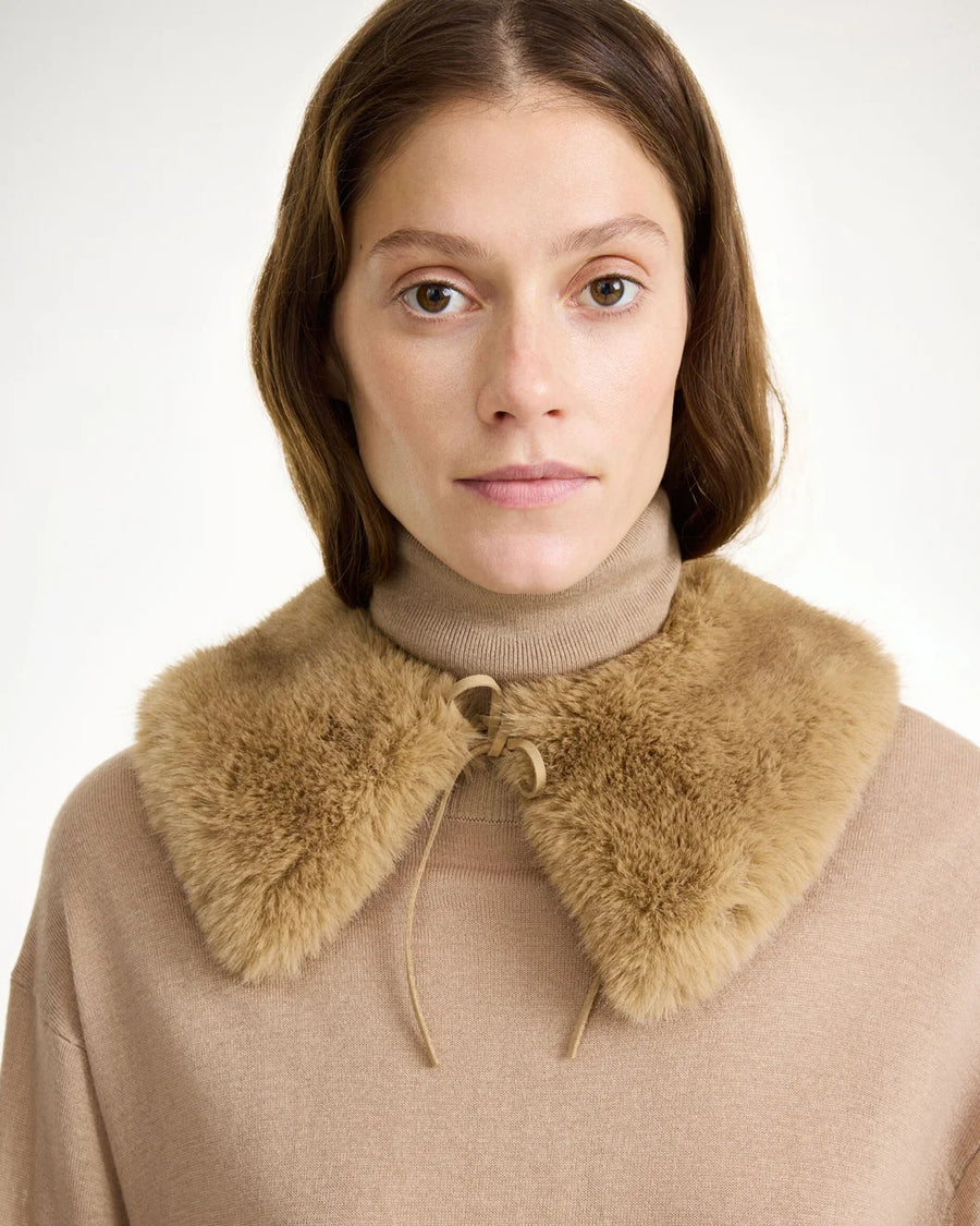 by malene birger Cowie faux fur collar tanin on figure