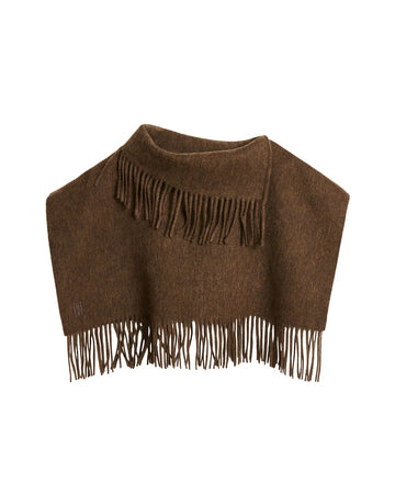 by malene birger Turtla wool fringe bib shitake brown