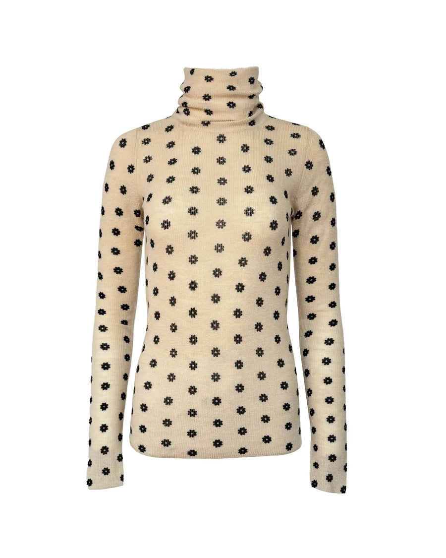 by malene birger fioria turtleneck wool sweater graphic flower cream