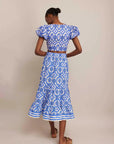 cara cara Chase Skirt in Belle Tile blue on figure back