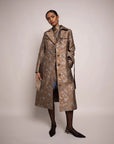 cara cara kaylie trench garden floral jaquard gold on figure front