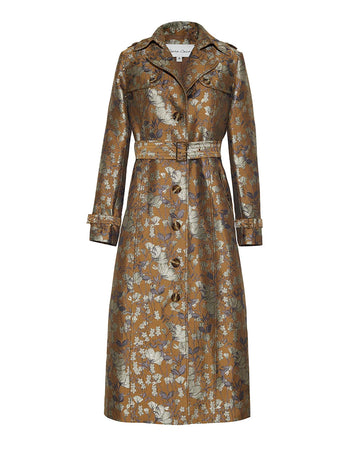 cara cara kaylie trench garden floral jaquard gold