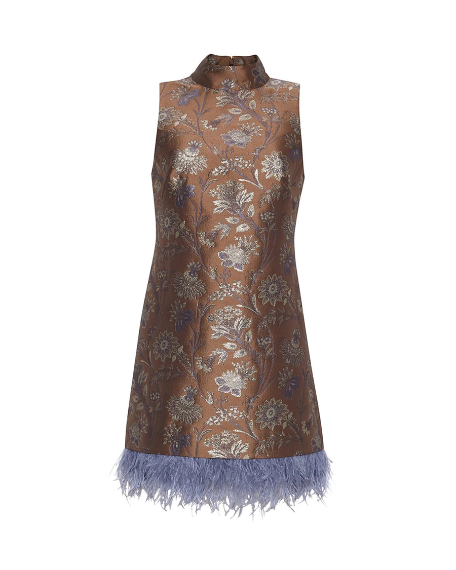 cara cara tay dress jacquard garden floral gold