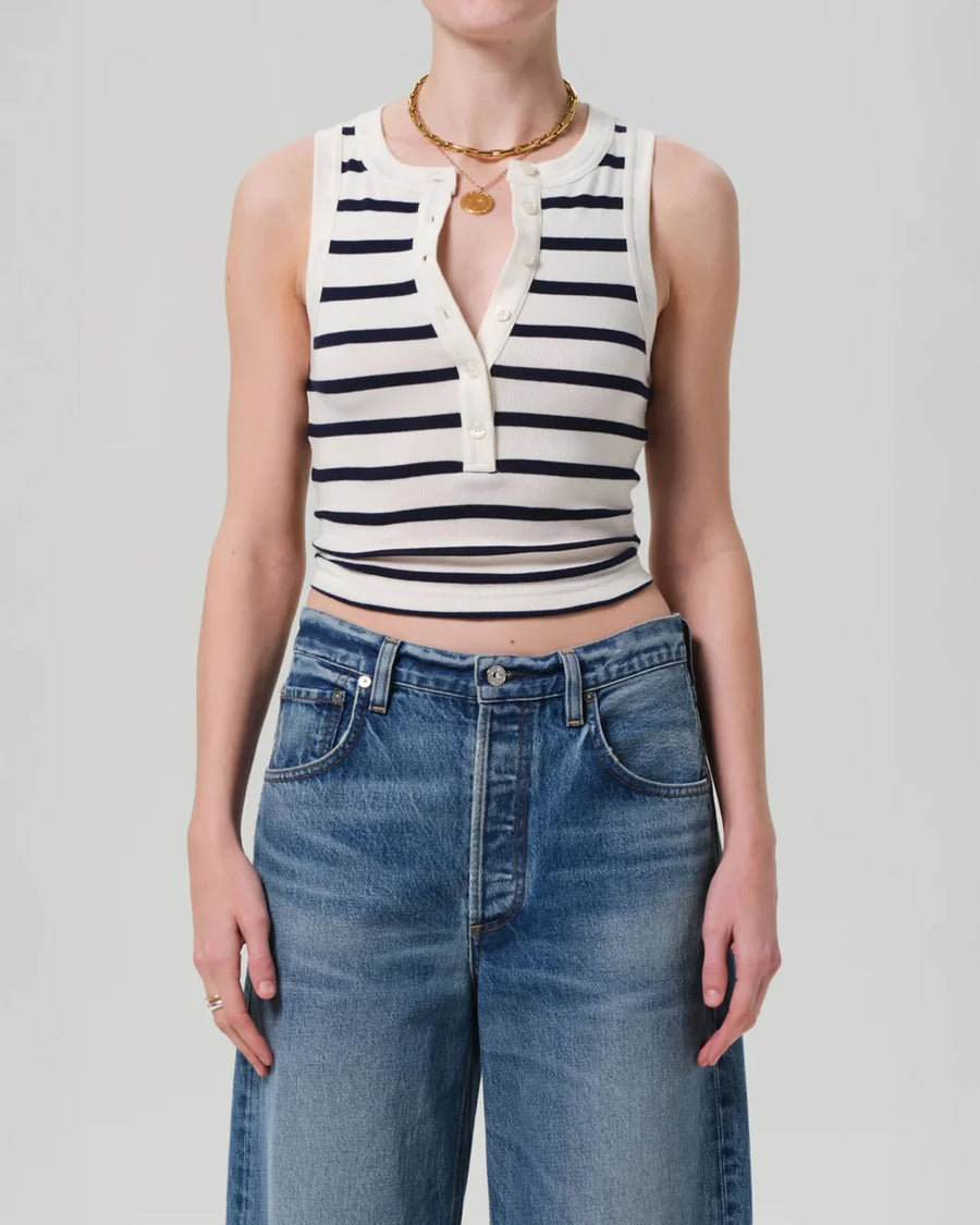 citizens of humanity caralyn tank azure stripe on figure front