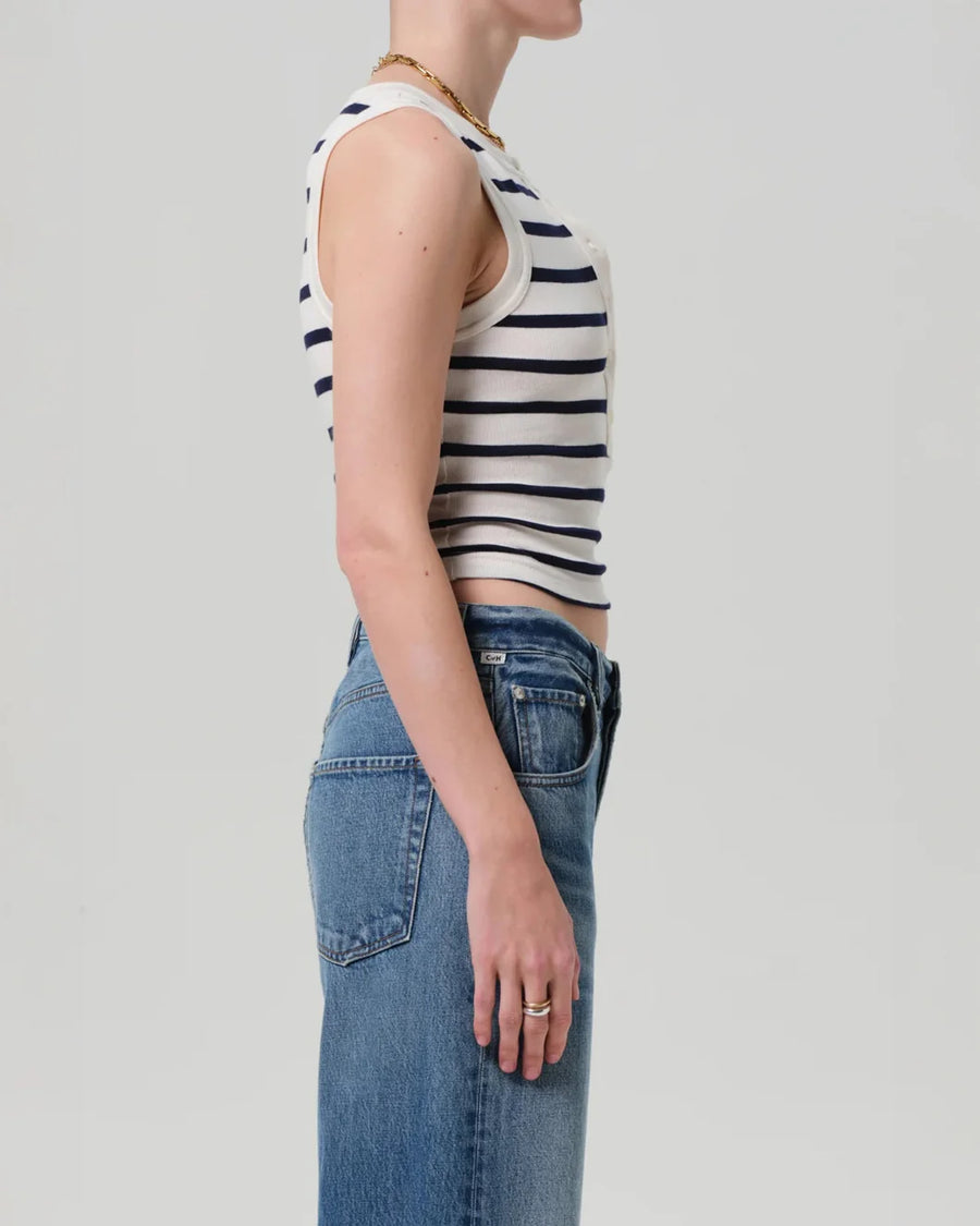 citizens of humanity caralyn tank azure stripe on figure side