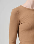 citizens of humanity bina crewneck caramel on figure front detail