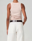 citizens of humanity Isabel Rib Tank muted rose pink on figure back