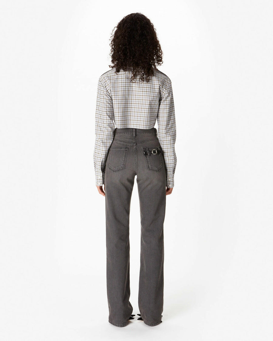 coperni cropped shirt green and white check on figure back