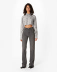 coperni cropped shirt green and white check on figure front