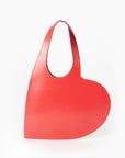 coperni Gloss Leather Mini Heart Tote Bag red