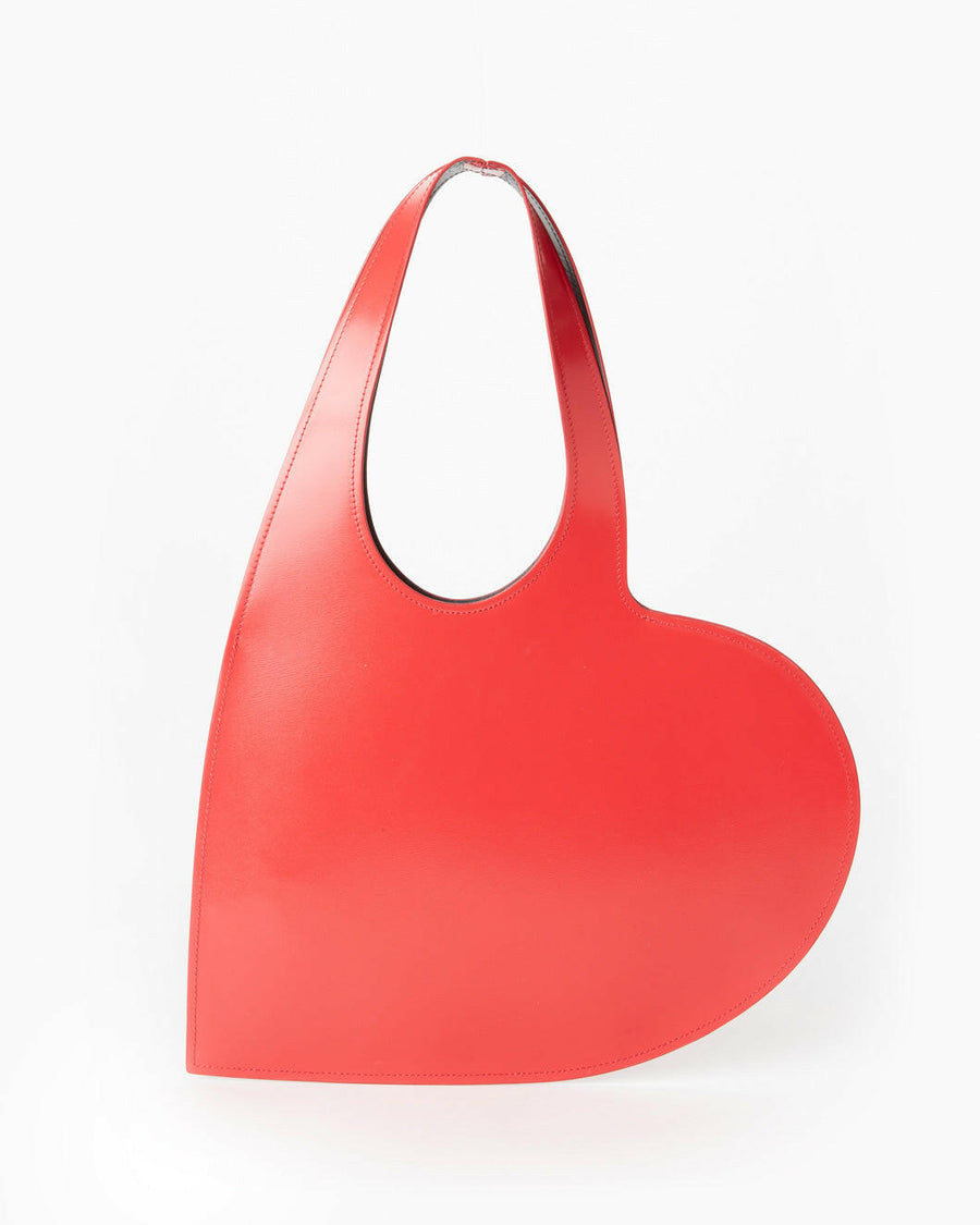 coperni Gloss Leather Mini Heart Tote Bag red