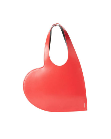 coperni Gloss Leather Mini Heart Tote Bag red