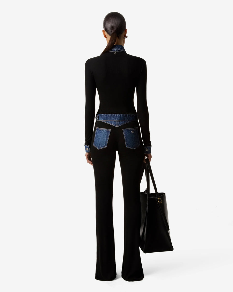 coperni Second Skin Rib Denim Pants and top black on figure back