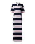 coperni Striped Long Polo Dress pink and navy blue
