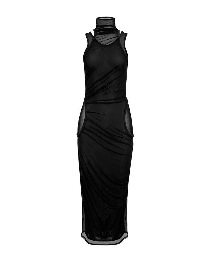 coperni layered mesh dress black