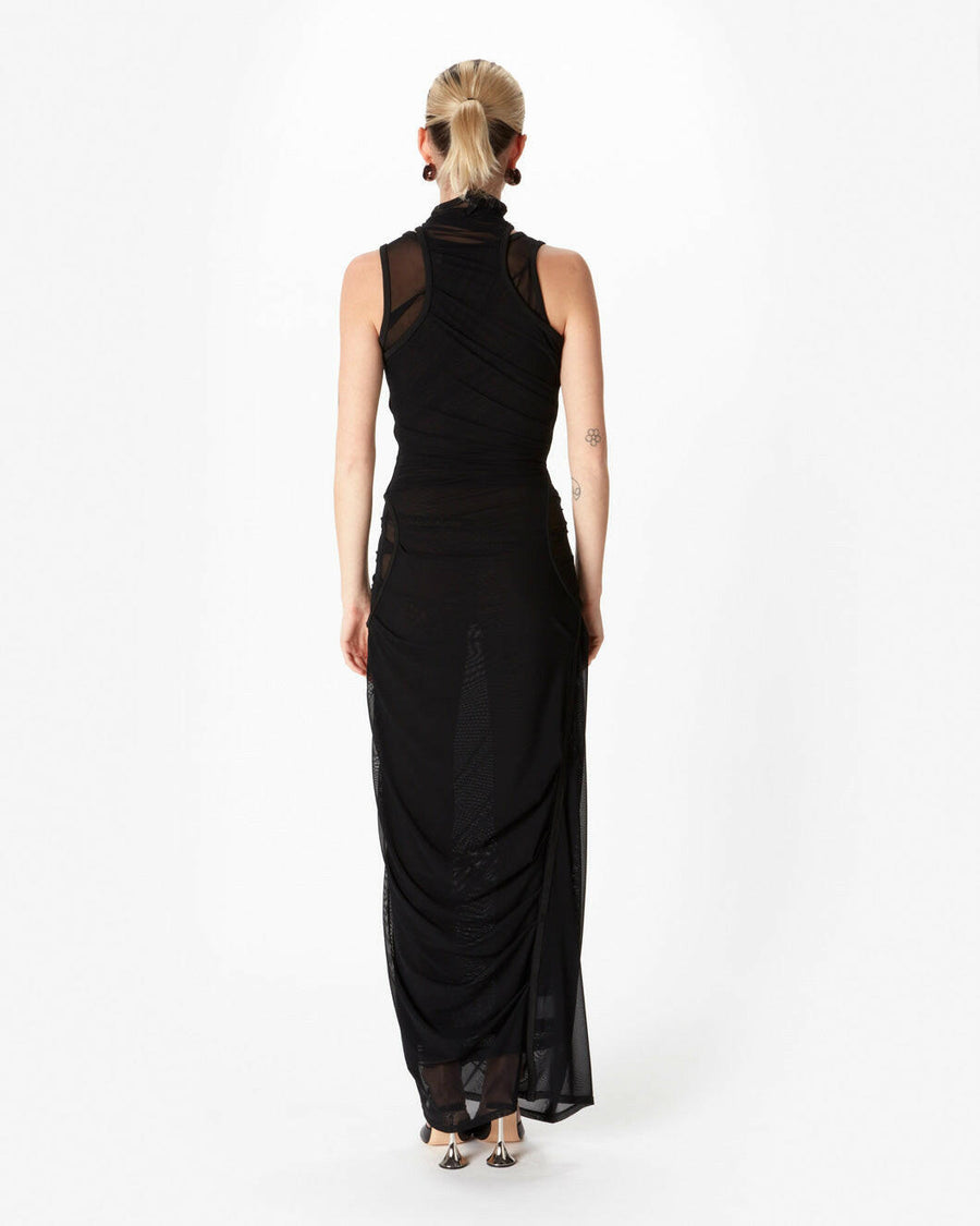 coperni mesh dress black on figure back