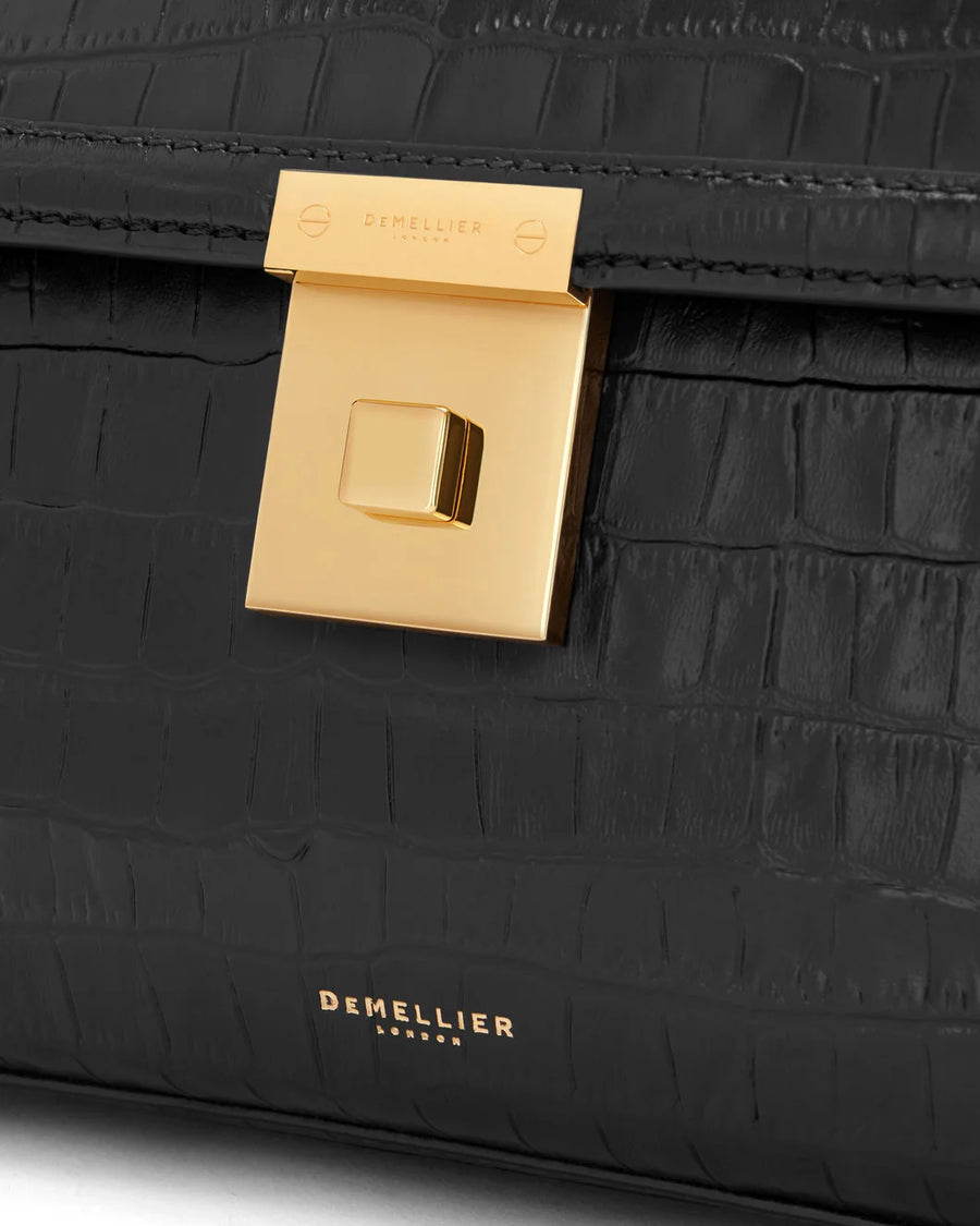 demellier Paris Embossed Leather Black Croc Effect detail