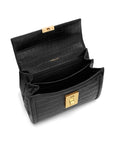 demellier Paris Embossed Leather Black Croc Effect open