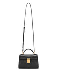 demellier Paris Embossed Leather Black Croc Effect with shoulder strap