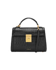 demellier Paris Embossed Leather Black Croc Effect