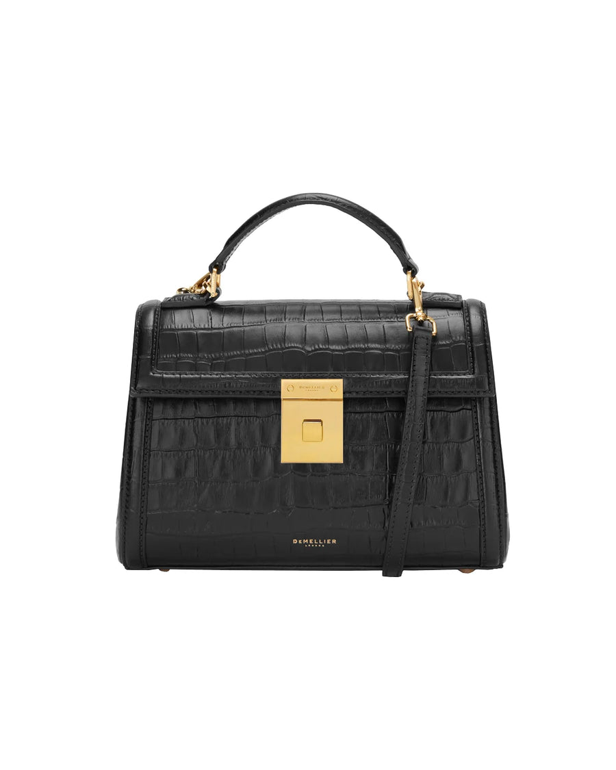 demellier Paris Embossed Leather Black Croc Effect