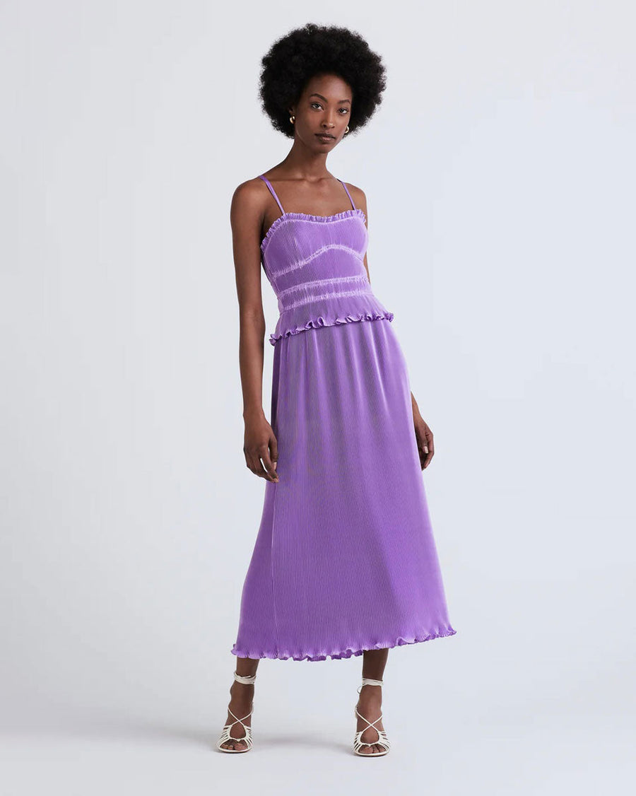derek lam 10 crosby brisha pleated cami dress purple figure front