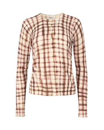 dorothee schumacher delicate statements cardigan brown and rose check