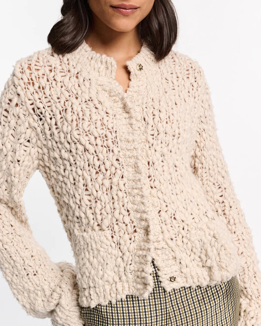 dorothee schumacher BOLD AMBITION cardigan fog beige on figure front