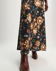 dorothee schumacher floral ease linen skirt black on figure front hem detail