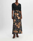 dorothee schumacher floral ease linen skirt black on figure front