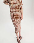 dorothee schumacher checked statement skirt brown and rose on figure front