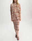 dorothee schumacher checked statement skirt brown and rose on figure front