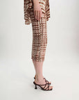 dorothee schumacher checked statement skirt brown and rose on figure side