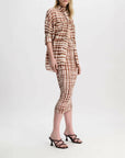 dorothee schumacher checked statement skirt brown and rose on figure side