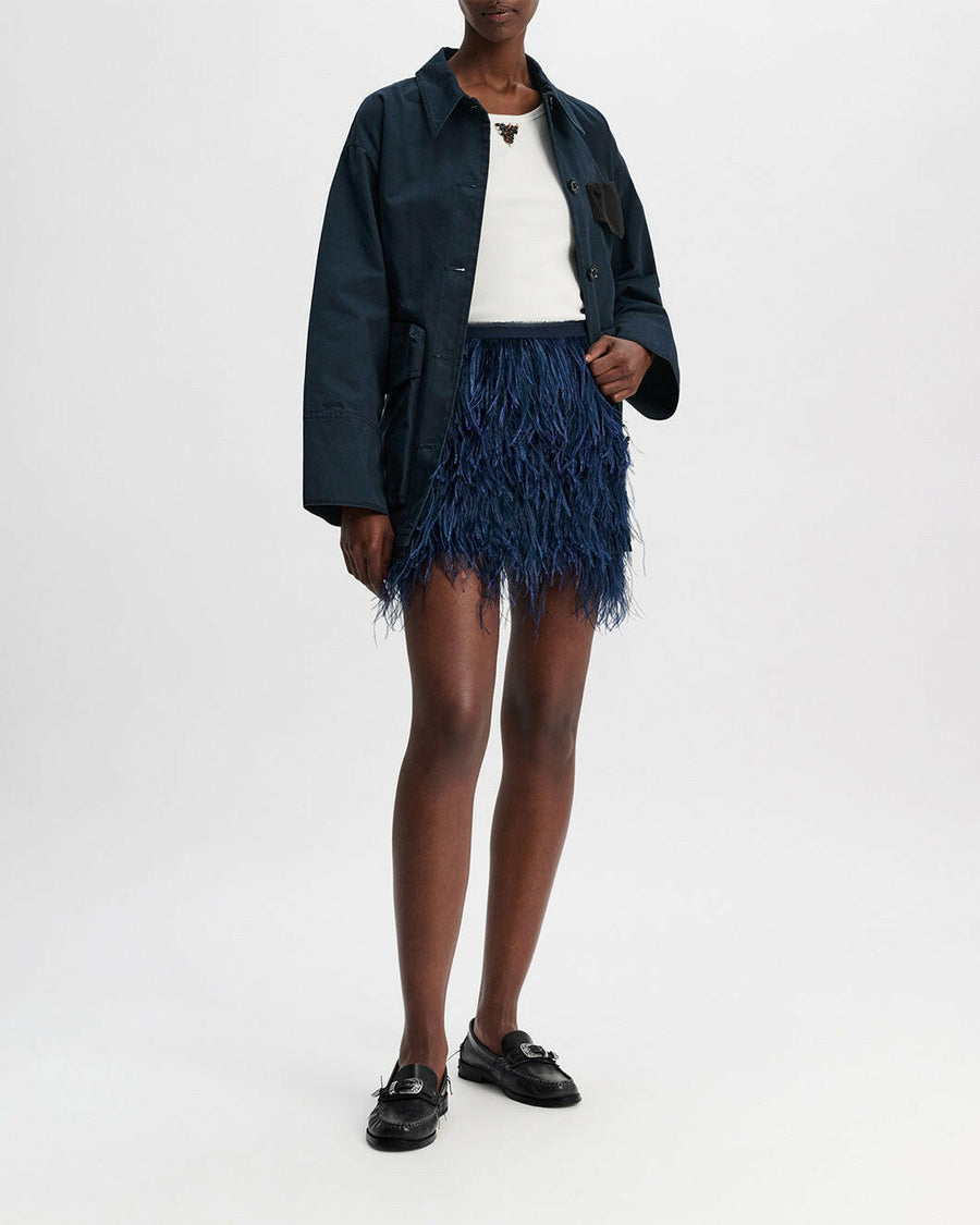 dorothee schumacher feathery volume skirt navy blue on figure front