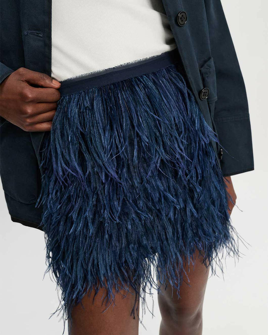 dorothee schumacher feathery volume skirt navy blue on figure front detail