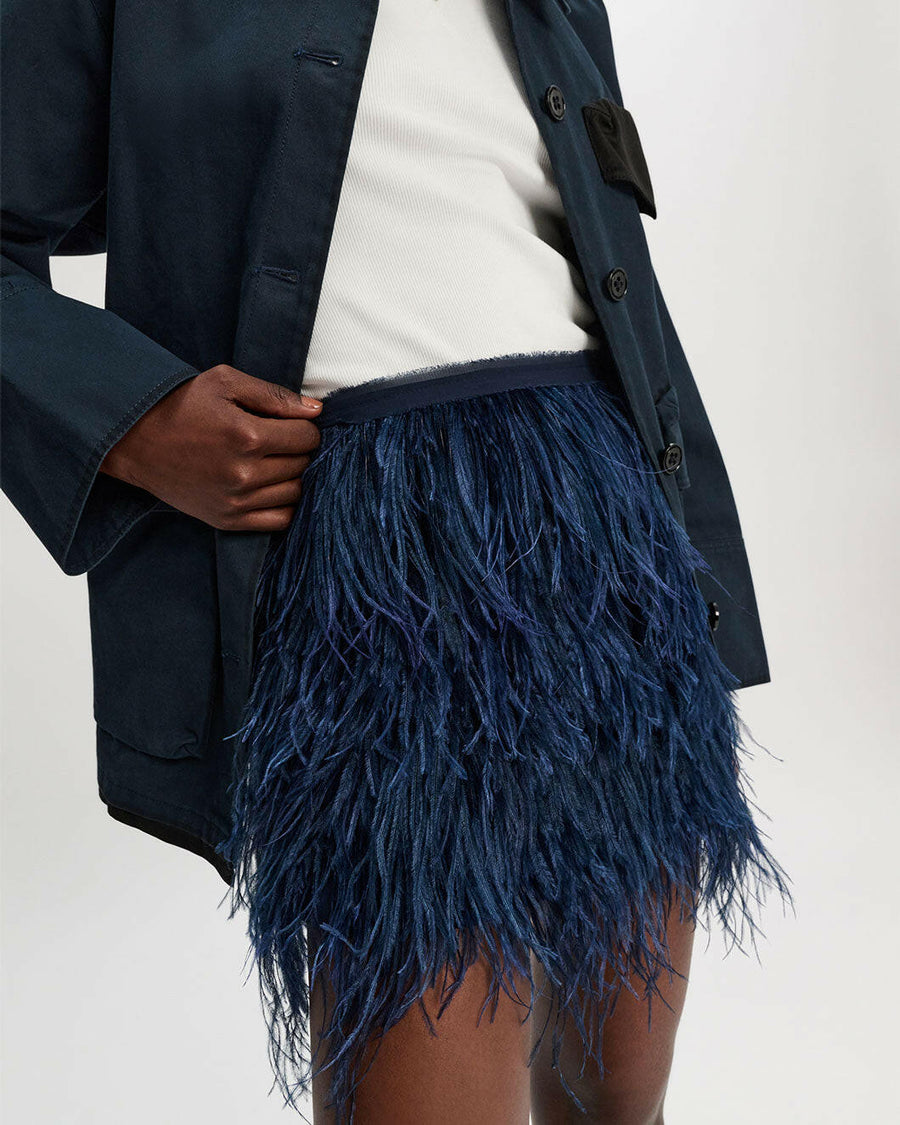 dorothee schumacher feathery volume skirt navy blue on figure front detail