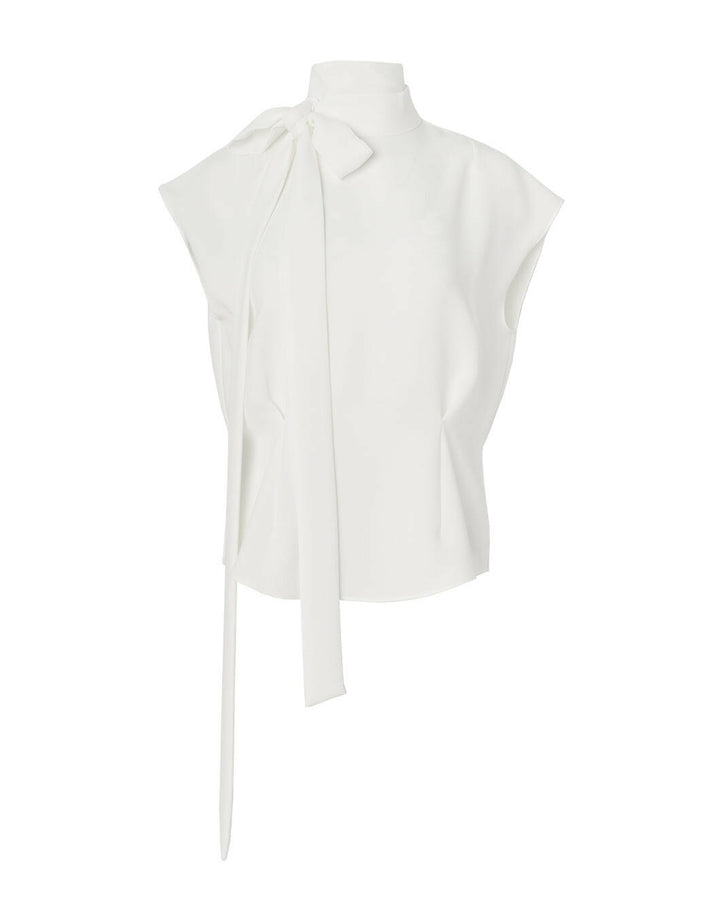 edeline lee tie neck blouse ivory white