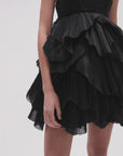 elsie pleat mini dress black figure detail
