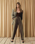 elv denim maeve trouser and jamie blazer brown multi on figure front