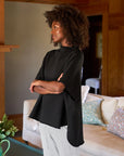 frank and eileen Audrey Funnel Neck Capelet black on figure side