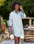 frank and eileen mary classic shirtdress classic blue tattered wash on figure front