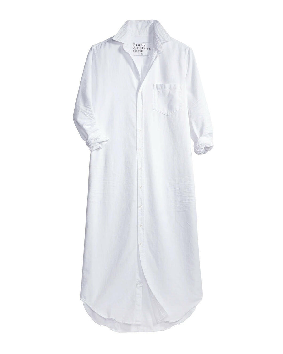 frank and eileen rory maxi shirtdress white tattered denim