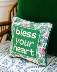 furbish studio Bless Your Heart Needlepoint Pillow