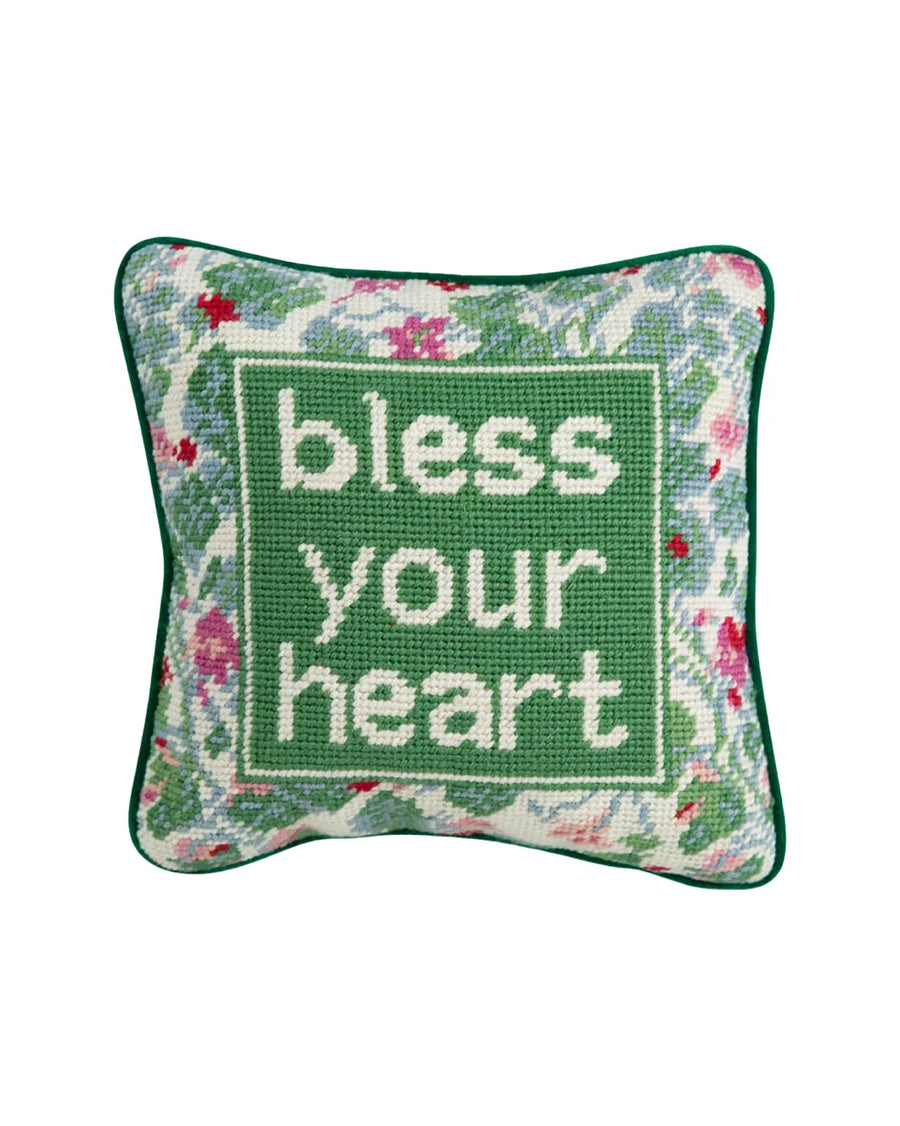 furbish studio Bless Your Heart Needlepoint Pillow