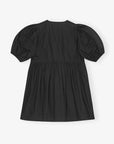 ganni Cotton Poplin Tie String Mini Dress black back