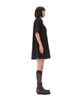 ganni black crepe mini dress side