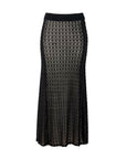 ganni shiny pointelle long skirt black isolated